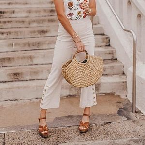 UO Side-button Cropped Flare Pants